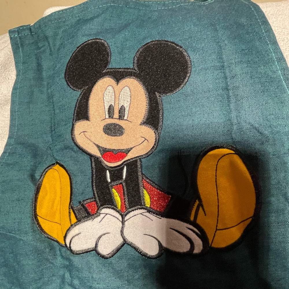 Teal Mickey Mouse Handmade Embroidered Apron